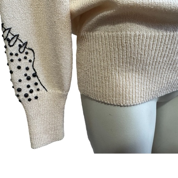 Vintage Antonella Preve Beaded Leopard Sweater Rhinestone Embellished Size Small - Picture 3 of 14